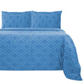King Light Blue Cotton Flannel Duvet Cover Set - Reversible Trellis Pattern