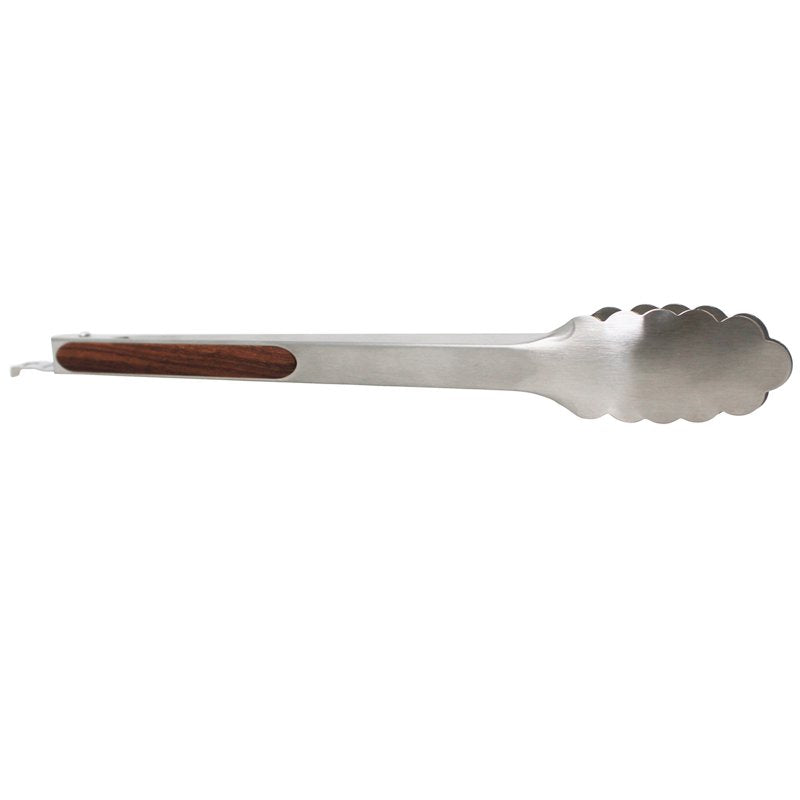 12-Inch Stainless Steel Food Tongs with Wood Look Grip