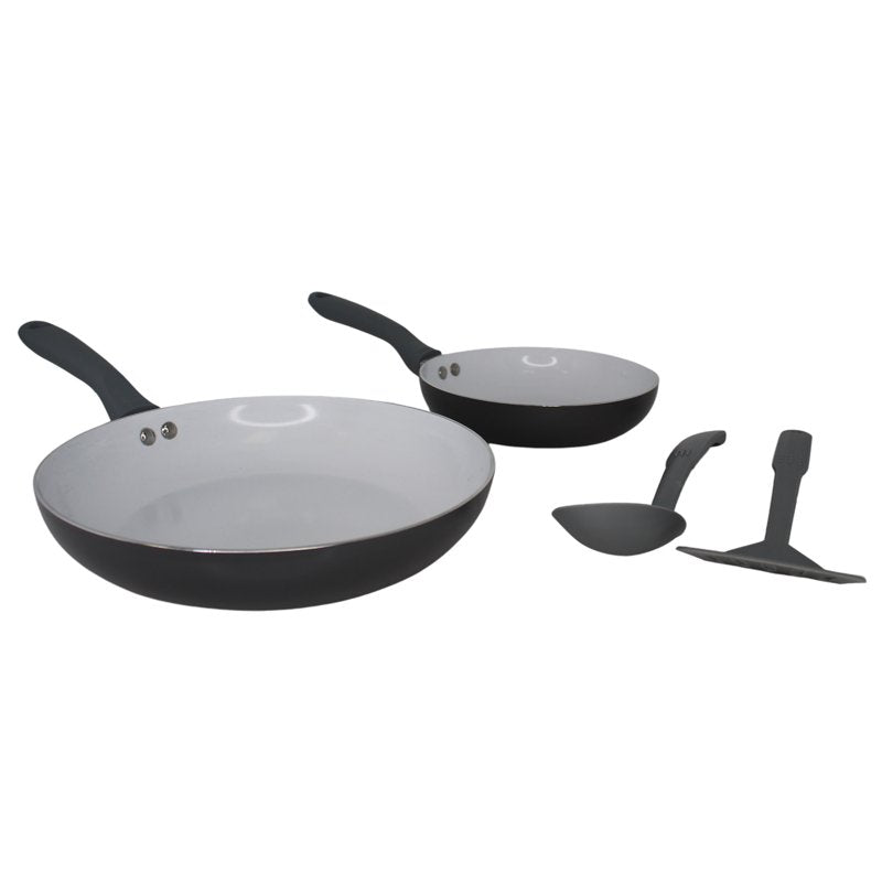 Nonstick Ceramic Cookware Set - 4-Piece Aluminum Frying Pans