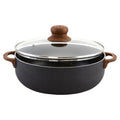 6.9qt Nonstick Aluminum Caldero with Glass Lid & Wood Look Handles
