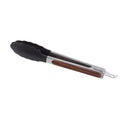 9-Inch Stainless Steel Food Tongs with Nylon Tips & Wood Look Grip - Single