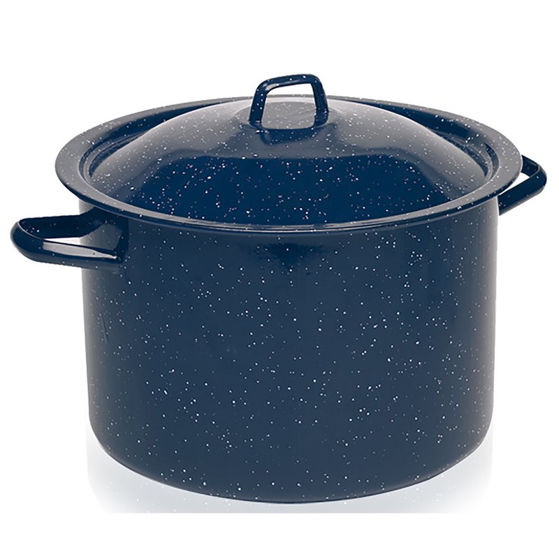 12 Quart Enamel Stock Pot - Blue Speckled Design