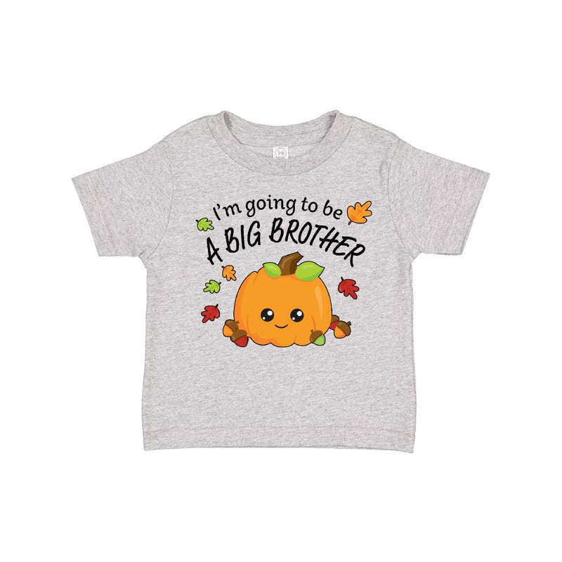 Toddler T-Shirt - I'm Going to Be a Big Brother Halloween Pumpkin AC-Heather Grey 7