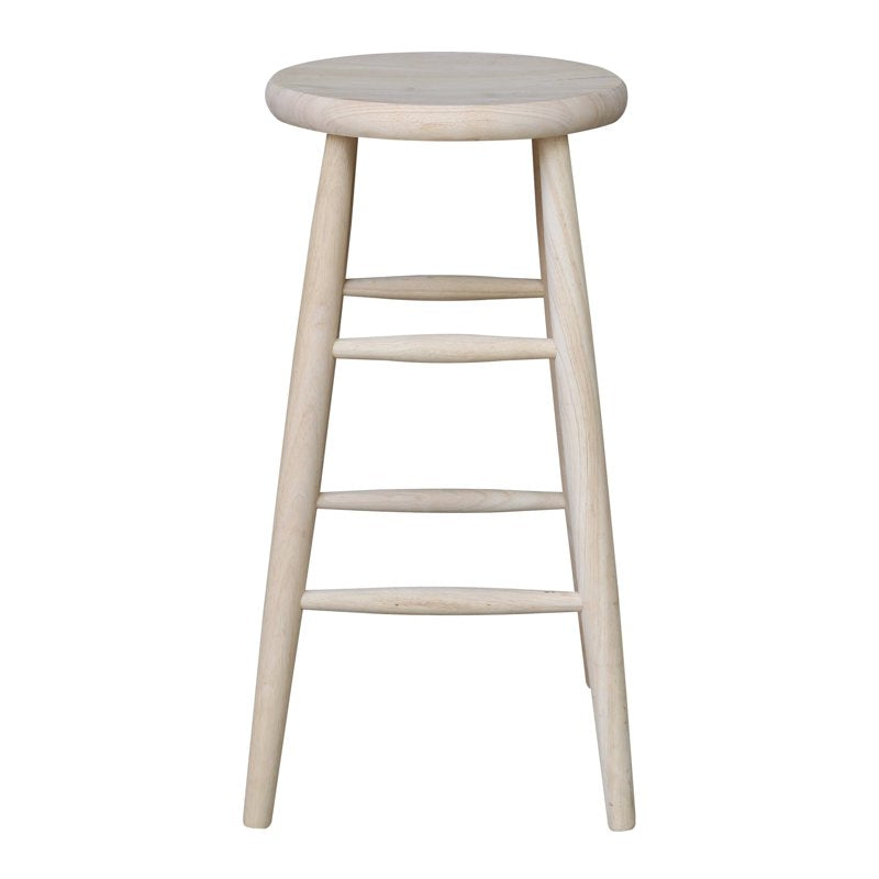 30" Unfinished Wooden Scooped Seat Bar Stool - Country Style