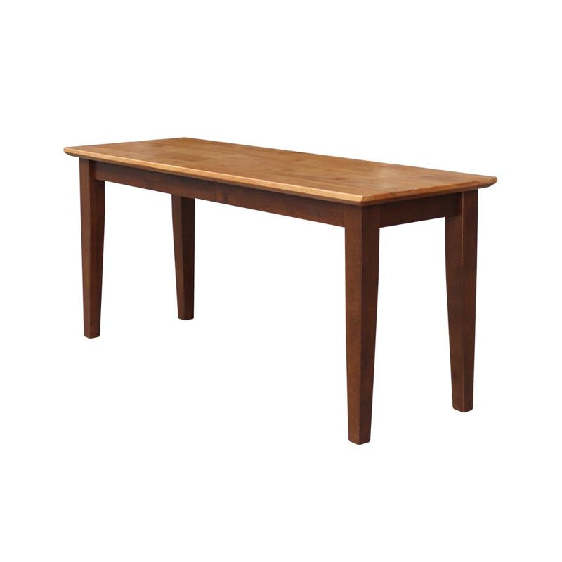 Shaker Style Bench - Solid Parawood, 39" - Cinnamon/Espresso