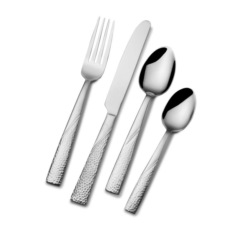34-Piece Flatware Set for 8 - Two Tone Hammered Design