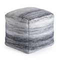20-Inch Gray & Ivory Pouf Ottoman with Black & Ivory Variant