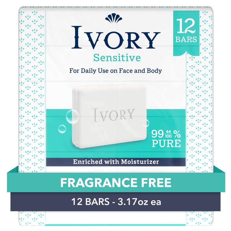 Sensitive Skin Bar Soap - Fragrance Free, 3.17 oz, 12 Count Pack