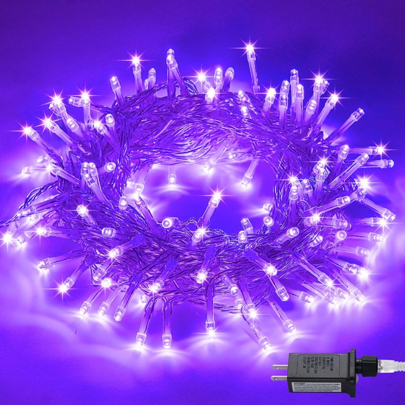 Purple Connectable 100 LED Christmas String Lights - Indoor & Outdoor, 8 Modes, 33ft