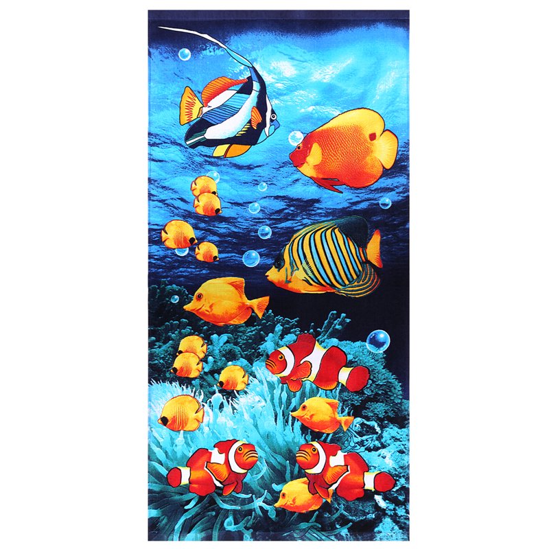 Colorful Fish Cotton Beach Towel - Soft & Quick-Dry Pool Towel 28x58 with Fishes Design