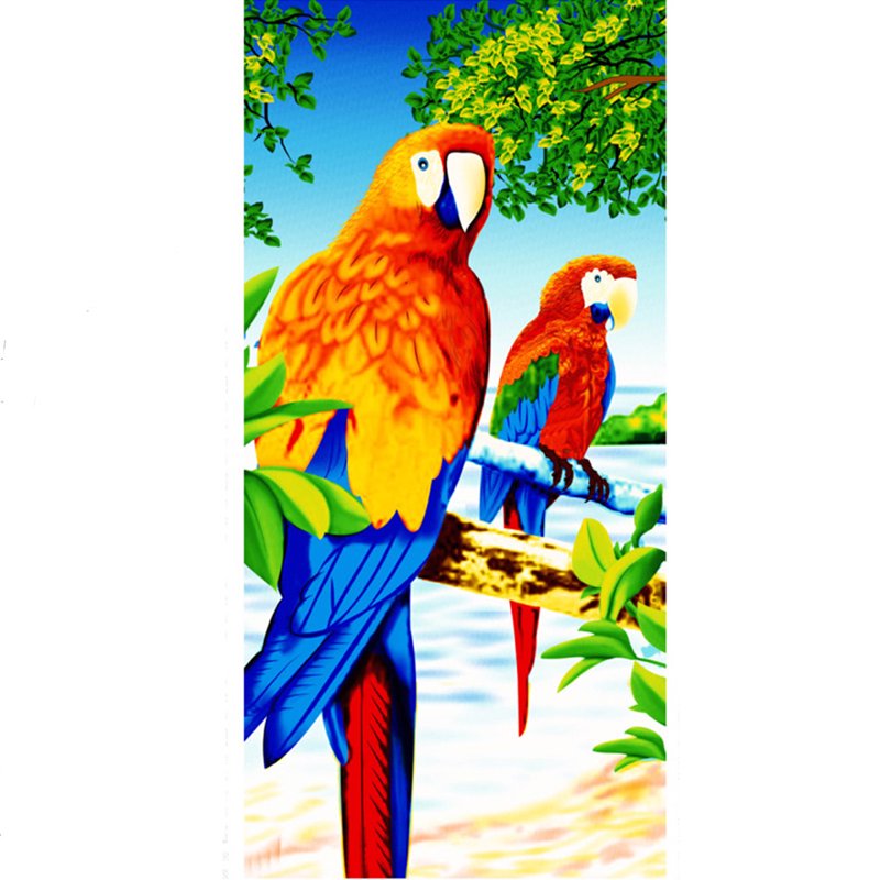 Parrots Cotton Beach Towel - Soft & Quick-Dry Pool Towel, 28x58 Inches, Perfect for Beach & Swimming