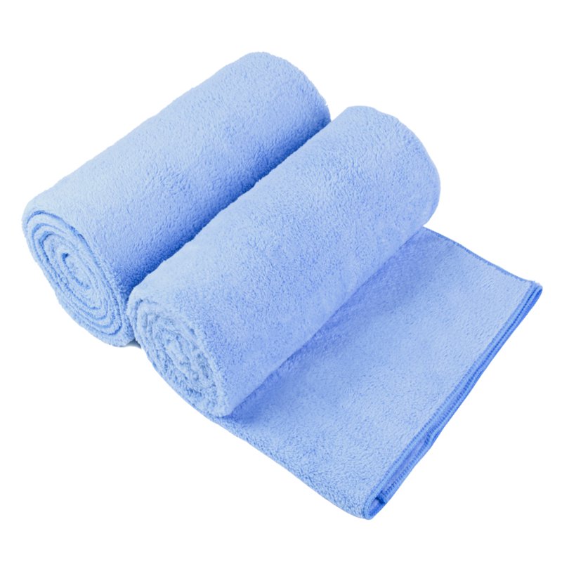 Bath Towel Set 2 Pack - Microfiber Absorbent Quick Dry Blue 30x60 Solid Blue