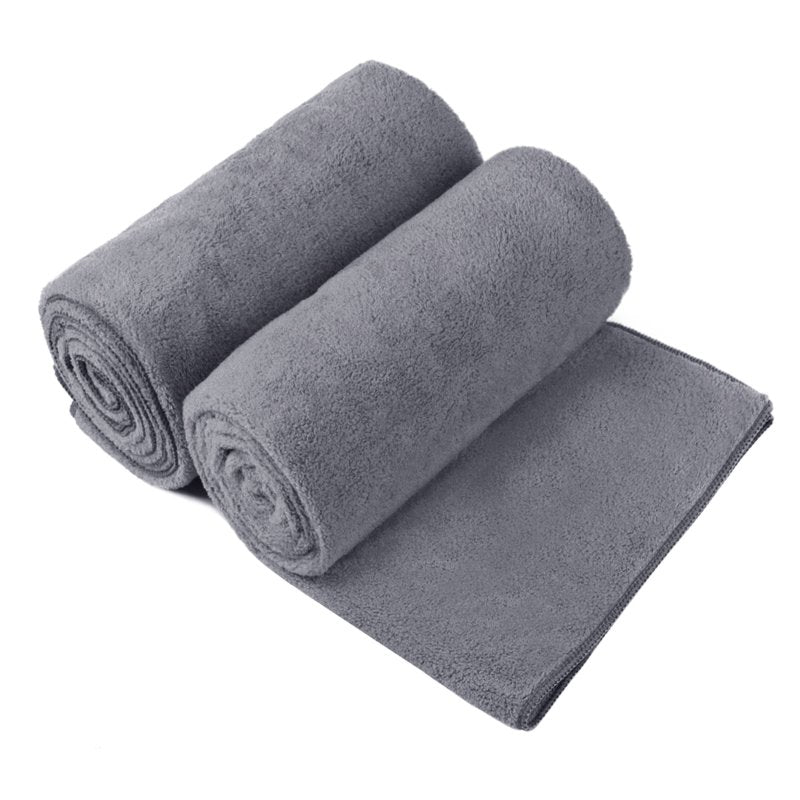 Microfiber Bath Towel Set 2 Pack - 30x60 Inches, Quick Dry & Absorbent, Solid Gray