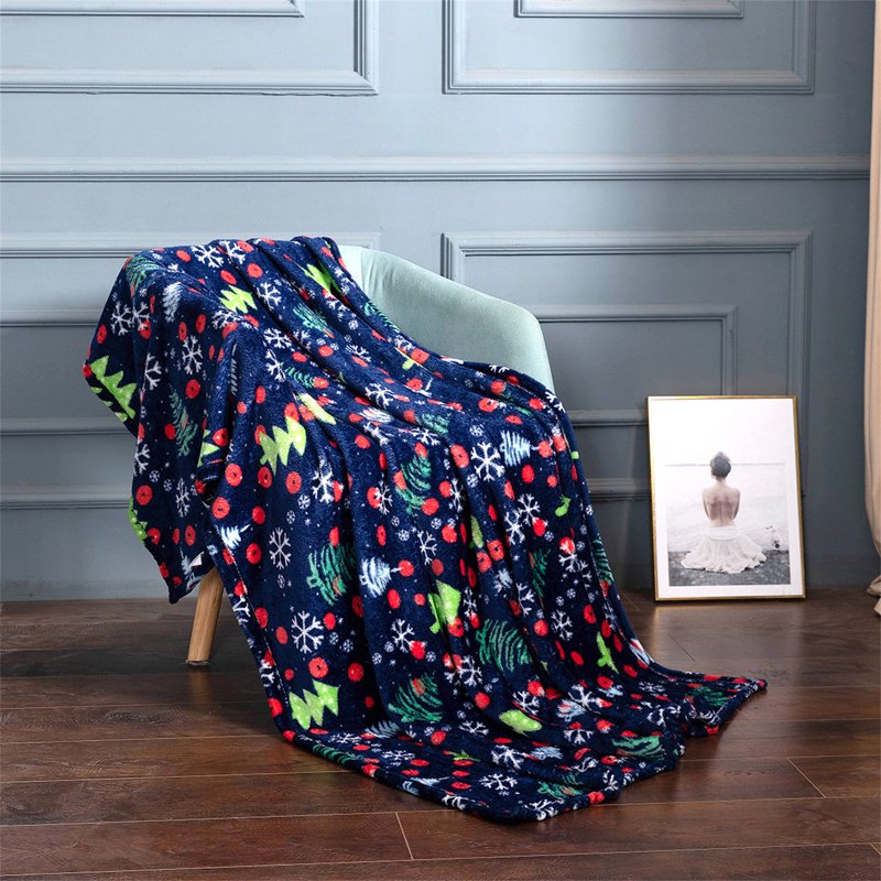 Blue Microfiber Fleece Throw Blanket - Soft Cozy 50x60 Inches for Sofa & Bed