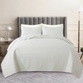Queen Size Lightweight Quilt Set - Soft Microfiber Bedding Coverlet with 2 Shams, White