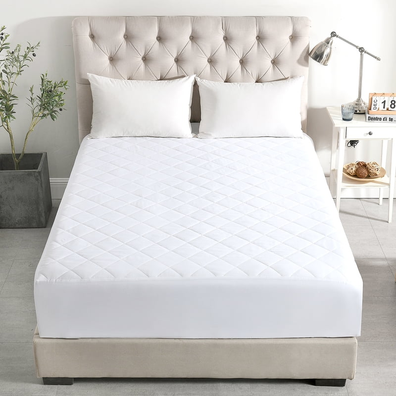 Twin Quilted Mattress Pad with Microfiber Fill & Diamond Pattern
