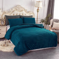 Queen Sherpa Fleece Bed Blanket 3-Piece Set - Teal, Thick & Warm
