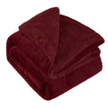 King Burgundy Sherpa Fleece Bed Blanket - Thick Warm Borrego Bedspread