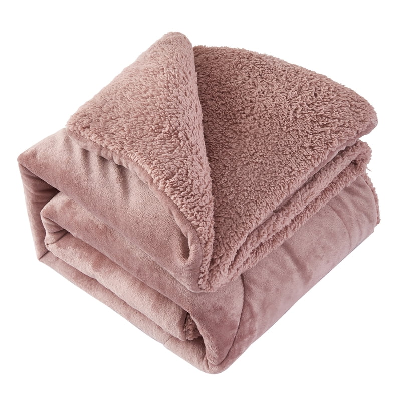 Sherpa Fleece Bed Blanket Queen Brown 75x83 - Warm & Reversible