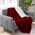 Sherpa Fleece Throw Blanket - Soft Warm Plush Bed Sofa Couch, Red Variation