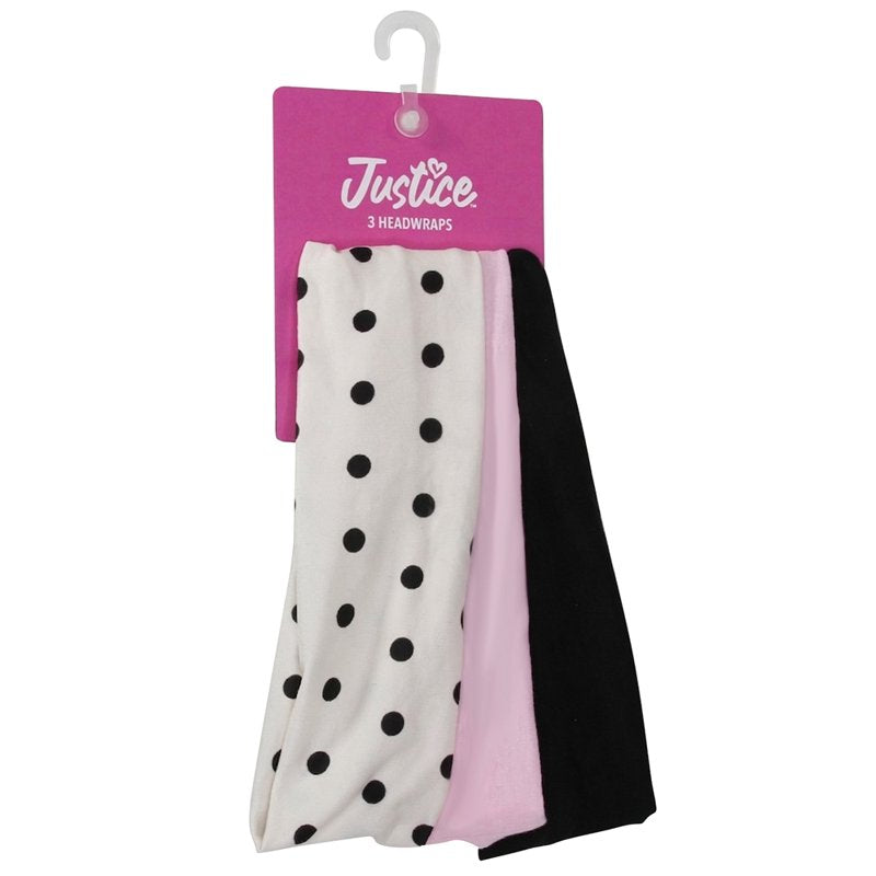 Girls Soft Hair Headbands - 3-Piece Set, Pink and Black