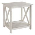 Antique White Wood End Table with Decorative X Base