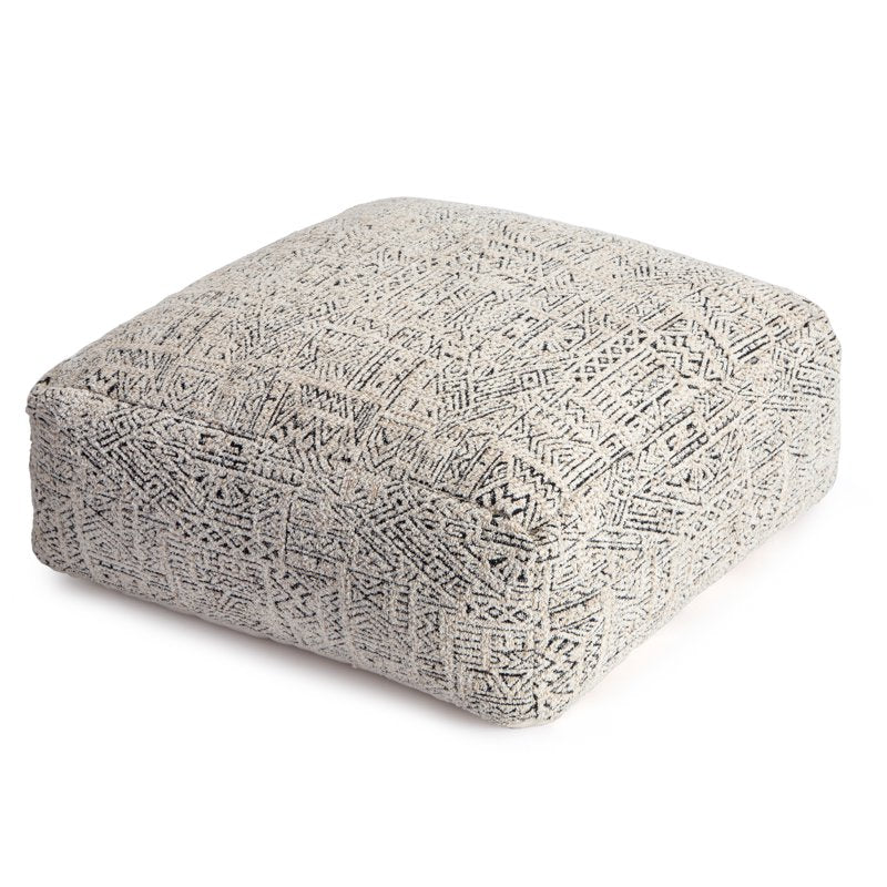 Escondido 34-Inch Gray & Ivory Square Oversized Ottoman - Versatile Home Decor