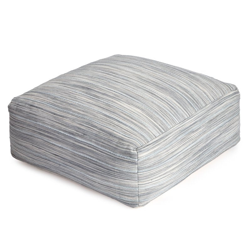 Montanita Gray 34-Inch Square Oversized Pouf Ottoman - Gray & Ivory, Refillable, Handmade Home Decor