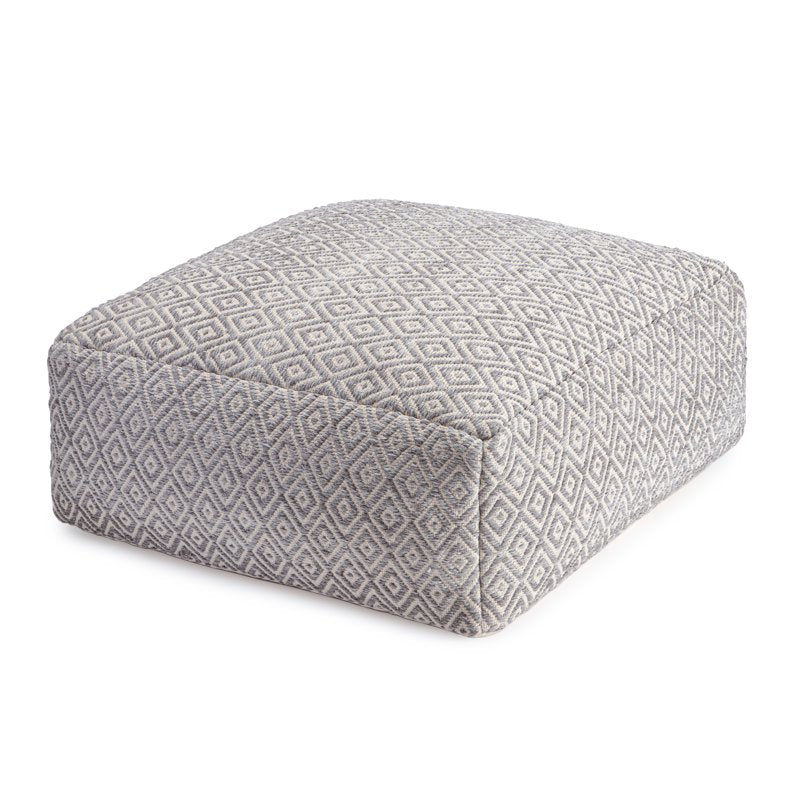 34-Inch Square Oversized Pouf Ottoman - Beige & Gray Variation