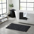 Jean Pierre Cotton Fringe Bath Rug Set - Black, 17 x 24 & 21 x 34 Inches