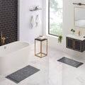 Cotton Fringe Bath Rug Set - Dark Gray 17 x 24 & 21 x 34 Inches - Bohemian Style, Soft & Absorbent
