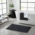 Cotton Fringe Bath Rug - Black, 21 x 34 in. Bohemian Style, Jean Pierre