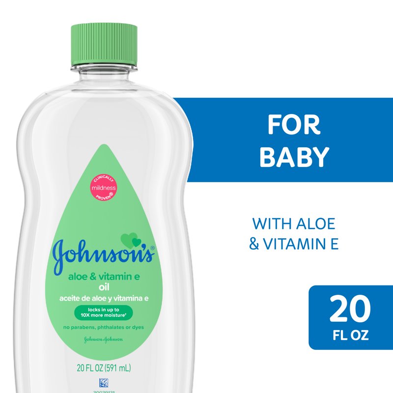Baby Oil with Aloe Vera & Vitamin E - Gentle Moisturizing Skin Care, 20 fl. oz