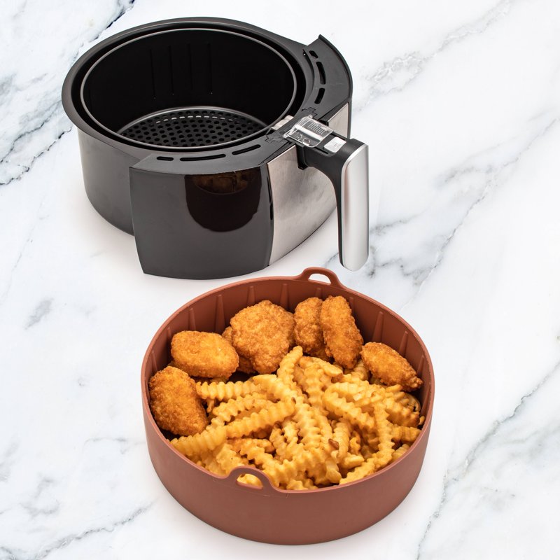 Reusable Silicone Air Fryer Liner - Non-Stick Heat Resistant Mat, Brown