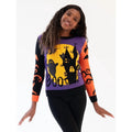 Girls Haunted House Halloween Pullover Sweater - Purple/Orange XL