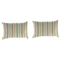 Outdoor Lumbar Throw Pillow Set - Gallan Cedar Grey Stripe, 12x18 Inches, 2 Pack