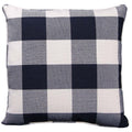 Indoor 18x18 Navy and Cream Buffalo Check Throw Pillow with Welt