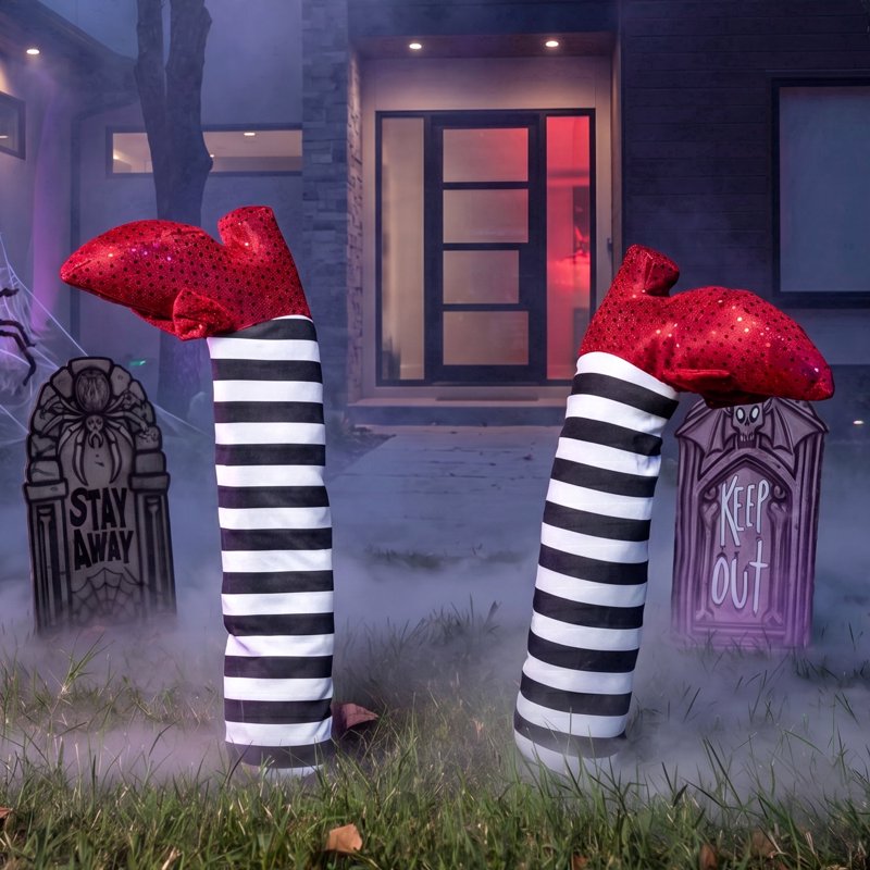 Halloween Yard Decorations Witch Legs with Shoes - 2 Pieces Outdoor Stakes - White and Black Variation of THIS Listing