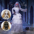 Face-Changing Bride Animatronic Halloween Decoration - Twisting Head, Glowing Eyes