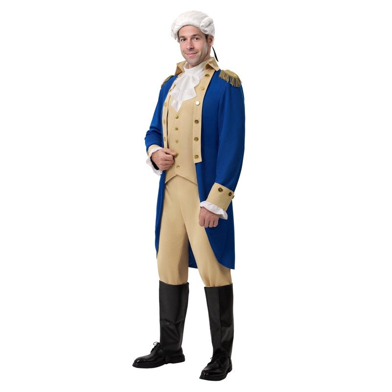 Men's George Washington Colonial Costume Set with Wig & Hat - Halloween Fancy Dress