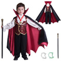 Kids Vampire Costume Gothic Halloween Dress Up - Black & Red, 5-7 Years