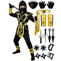 Kids Gold Ninja Costume Set - S (5-7 Years) Halloween Dress-up Role Play