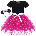 Pink Girls Red Polka Dot Tutu Dress with Bow Headband for Toddler Party & Cosplay - 120cm / 4-5 Years