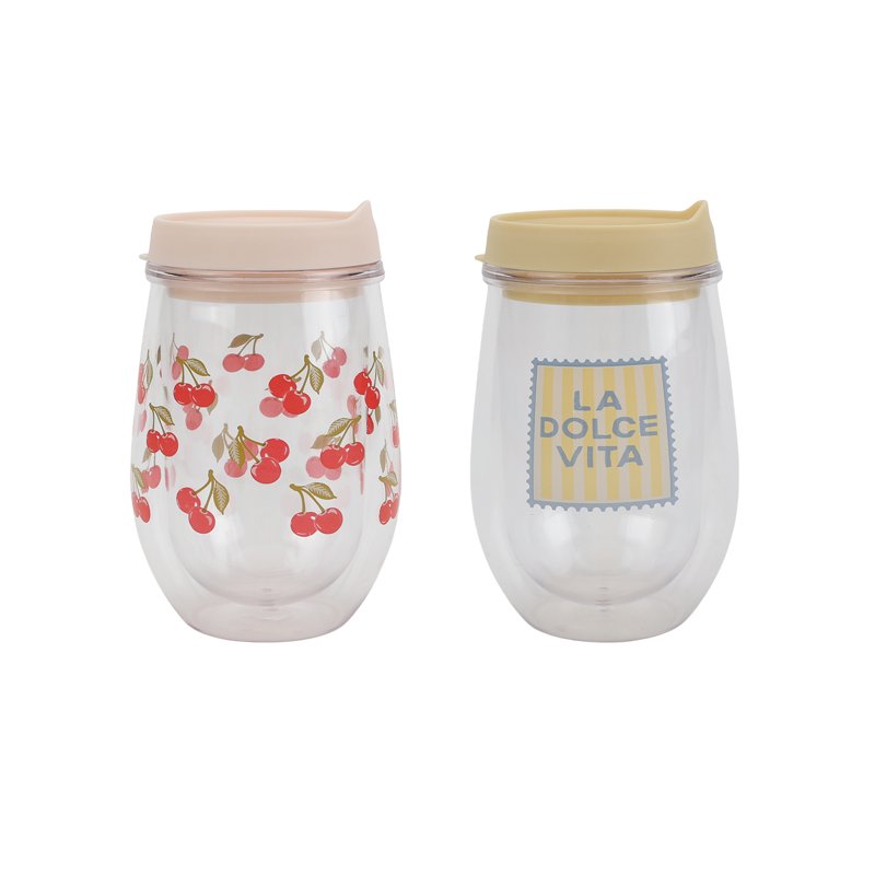 12oz Printed Wine Tumbler Set - Cherry & Dolce Vita