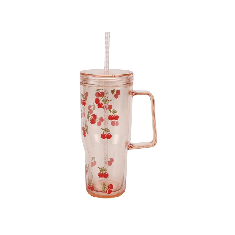 30oz Tumbler with Straw - Just Feed Me Design, Cherry