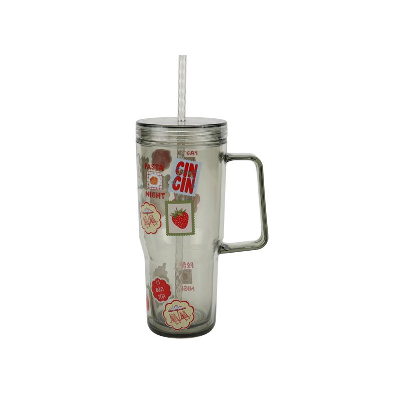 30oz Tumbler with Straw - Just Feed Me Stamps Design