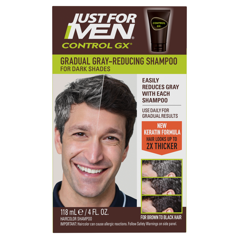 Grey Reducing Shampoo for Men - Gradual Hair Color with Keratin, 4 Fl Oz