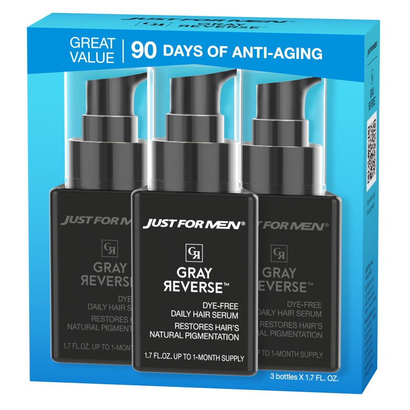 Gray Reverse Daily Hair Serum - Dye-Free Hair Color Restoration, 1.7oz, Pack of 3