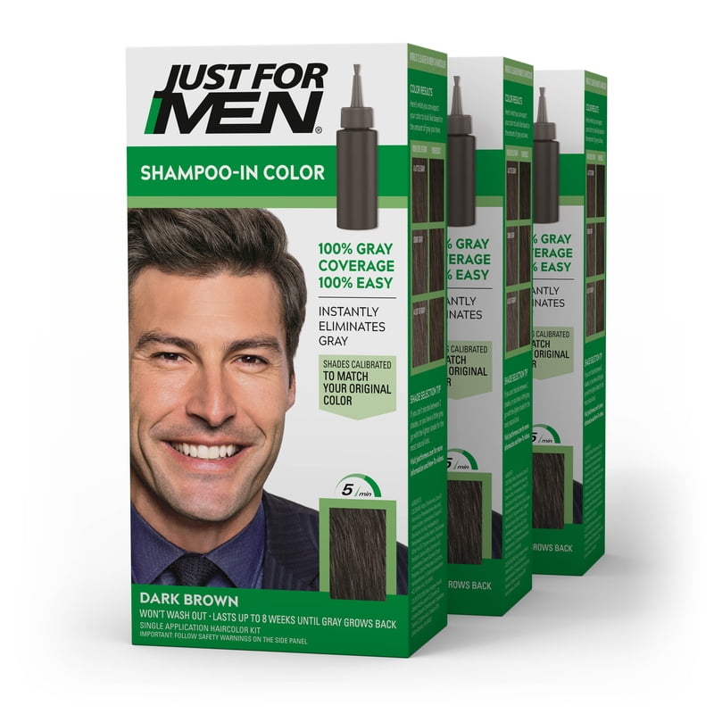 Shampoo-in Hair Dye for Men - 3 Pack, Natural Look & Easy Application