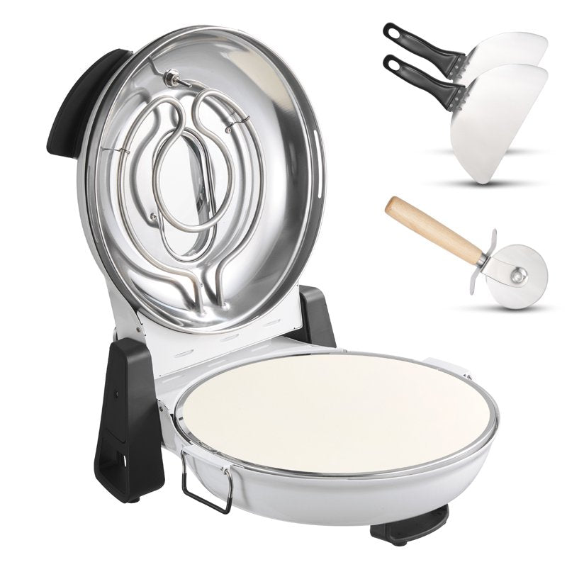 12-Inch Electric Pizza Oven - 1200W Countertop Maker with Cordierite Stone